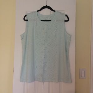 Talbots Eyelet Lace Tank Mint